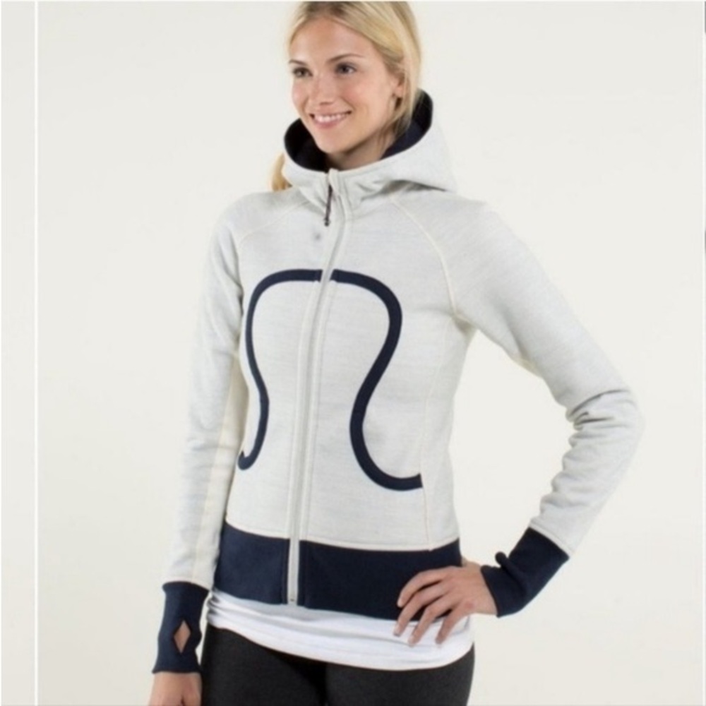 Lululemon Scuba Full Zip White and Navy Hoodie’s Blue